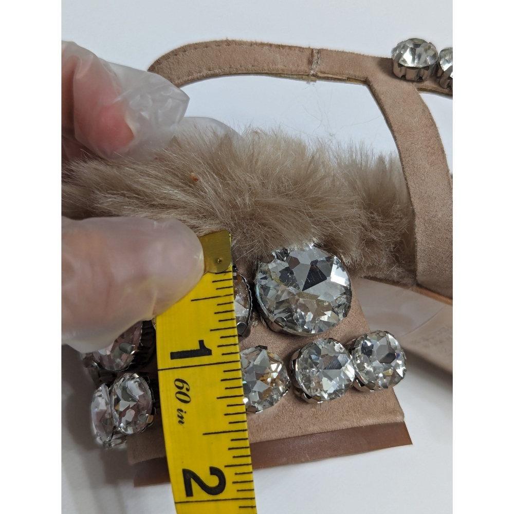 ZARA Limited Edition Exclusive Collection Rhinestone Faux Fur Leather Sandals 6 - Picture 13 of 15
